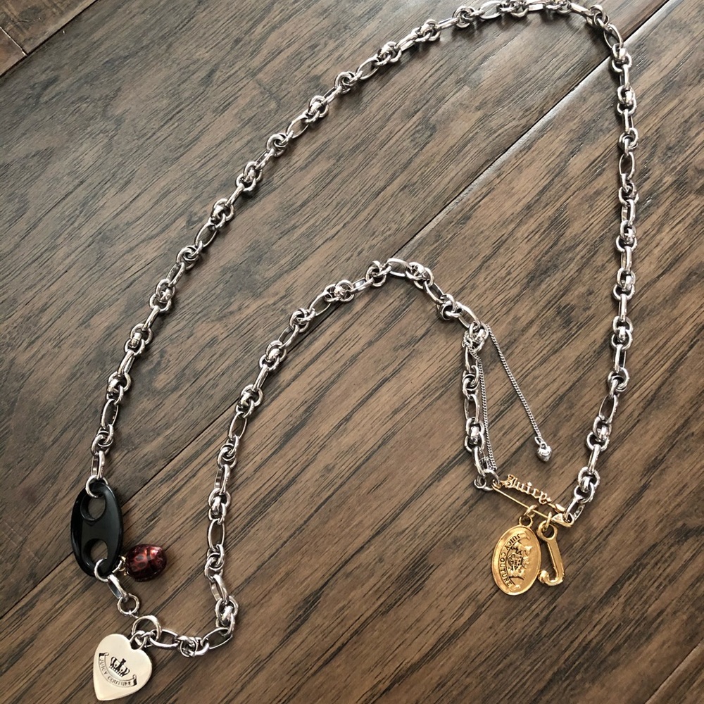 JUICY COUTURE long silver charm necklace